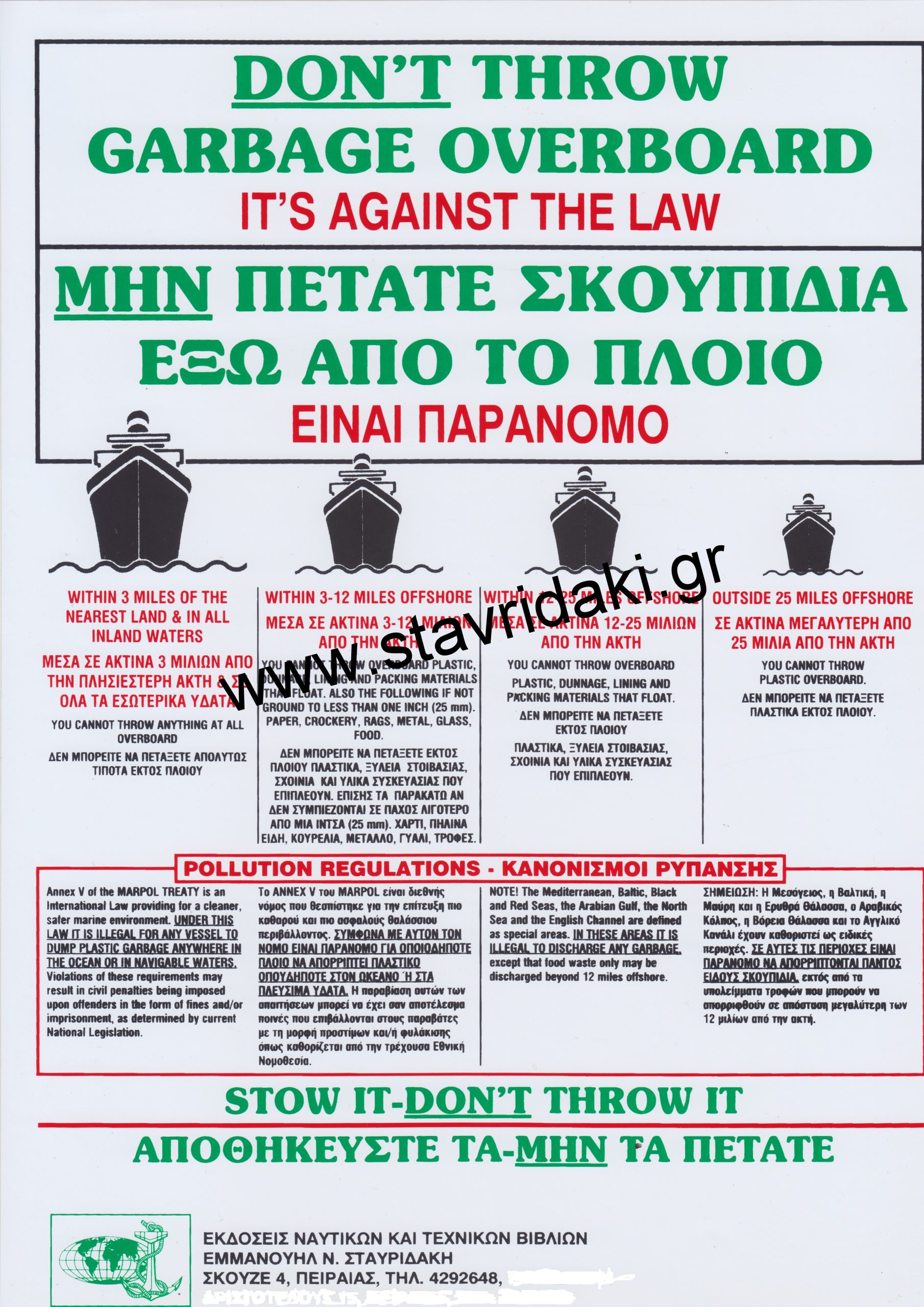 DON’T THROW GARBAGE OVERBOARD Stavridaki